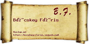Böcskey Fóris névjegykártya